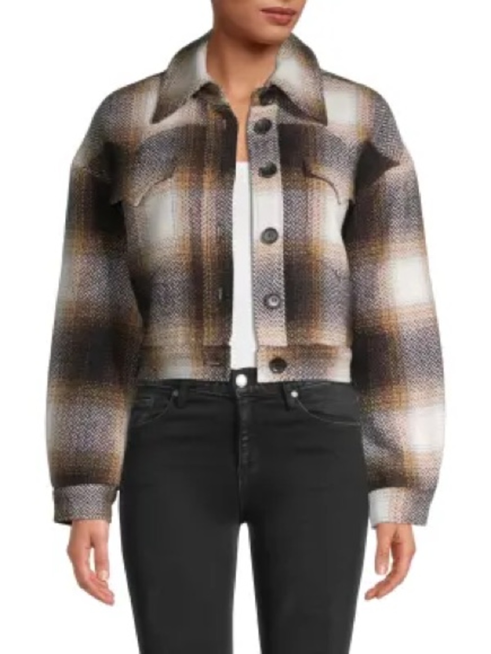 Avec Les Filles Faux Fur-Lined Cropped Plaid Jacket